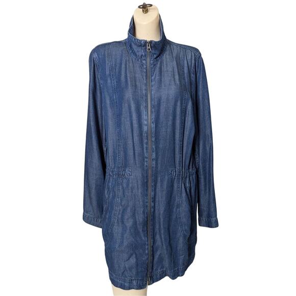J Jill Denim Anorak Jacket Women Medium Lightweight Casual Everyday Soft Neutral - Picture 1 of 5